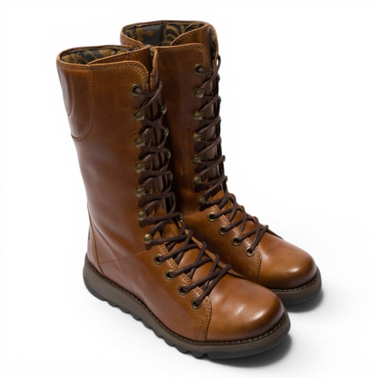 Fly London Women's Brown Leather Strike-Up Combat Ankle Boots - STER768 - Image 5