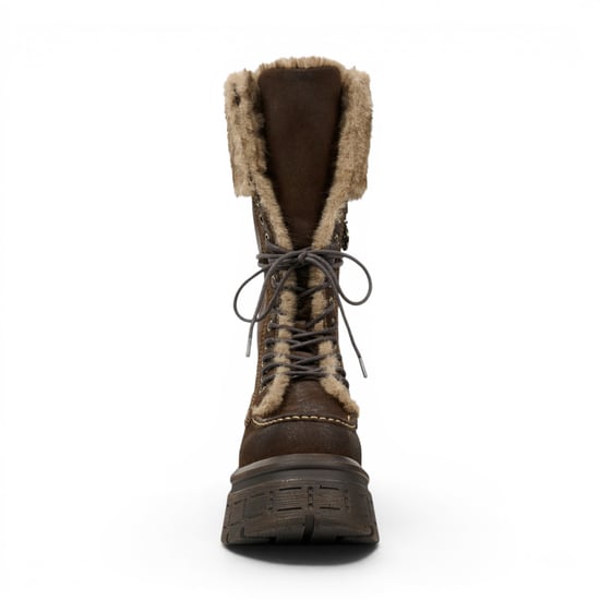 Windsorsmith Bruine Suède Leren Platform Combat Fur Laarzen voor Dames - Saintly - Image 4