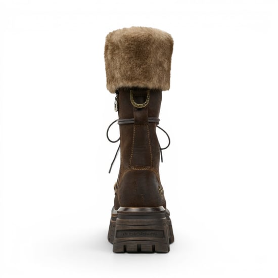 Windsorsmith Bruine Suède Leren Platform Combat Fur Laarzen voor Dames - Saintly - Image 5