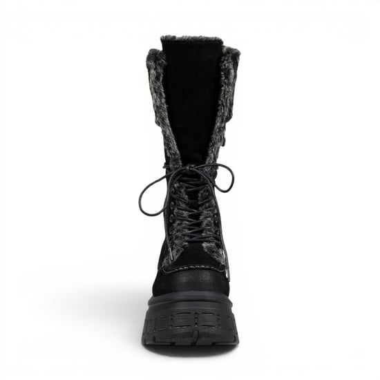 Windsorsmith Dames zwarte suède leren platform gevechtslaarszen - Saintly - Image 4