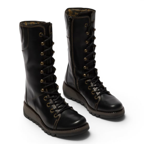 Fly London Vrouwen Zwarte Leren Veteraars Combat Ankle Boots - STER768 - Image 3
