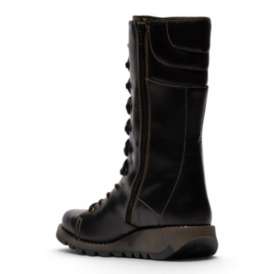 Fly London Vrouwen Zwarte Leren Veteraars Combat Ankle Boots - STER768 - Image 4