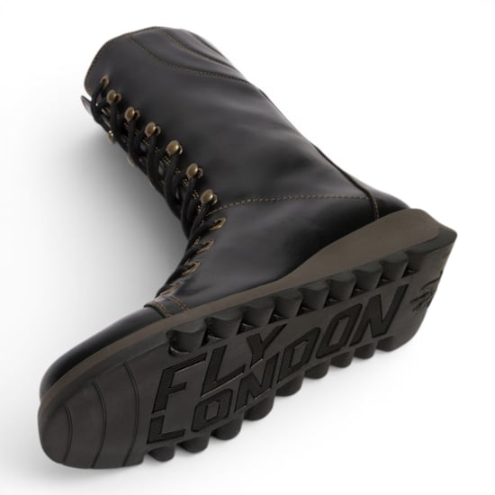 Fly London Vrouwen Zwarte Leren Veteraars Combat Ankle Boots - STER768 - Image 5