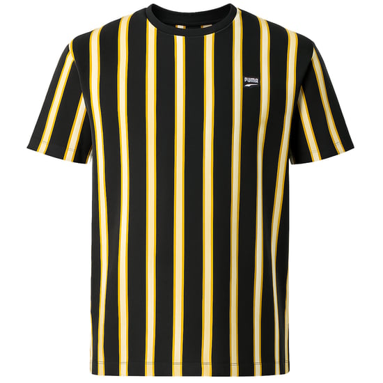 Puma Downtown Stripe Mens Black/Yellow T-Shirt - Image 1