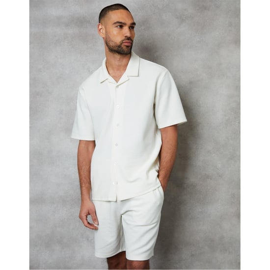 Threadbare Mens Embley Solid Relaxed Fit Shirt (White) - Image 1