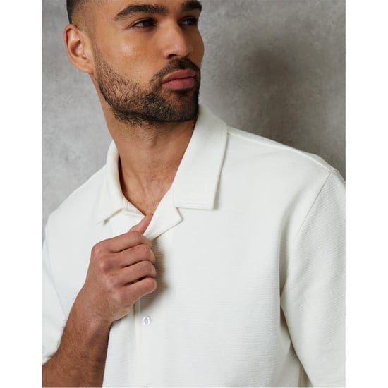 Threadbare Mens Embley Solid Relaxed Fit Shirt (White) - Image 4