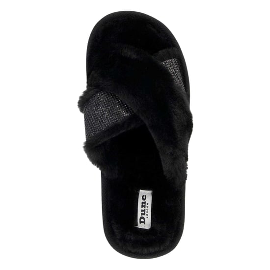 Dune London Dames Diamante Nepbont Binnenpantoffels (Zwart) - Image 3
