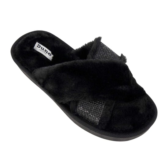 Dune London Dames Diamante Nepbont Binnenpantoffels (Zwart) - Image 5