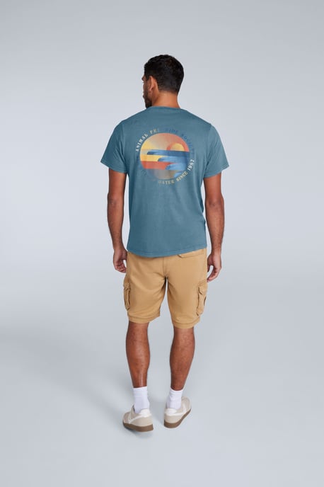 'Jacob' Men's Cotton T-Shirt Comfy Beach Summer Casual Tee Blue - Image 4