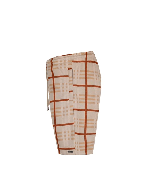 Luke 1977 Men's Stronghold Check Shorts in Biscuit Caramel - Image 5