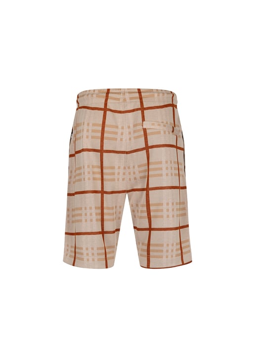 Luke 1977 Men's Stronghold Check Shorts in Biscuit Caramel - Image 6