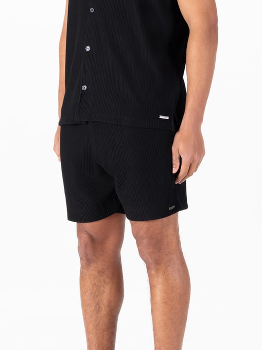 Luke 1977 Men's Helston Textured Shorts in Black - Image 2