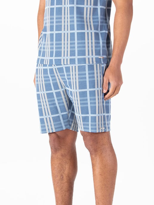 Luke 1977 Men's Stronghold Check Shorts in Blue Stone - Image 2