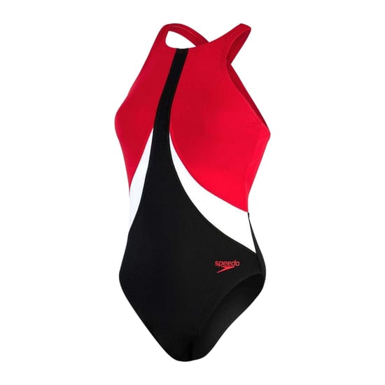 Speedo Dames/Dames Kleurblok Eendelig Zwempak (Zwart, Rood) - Image 1