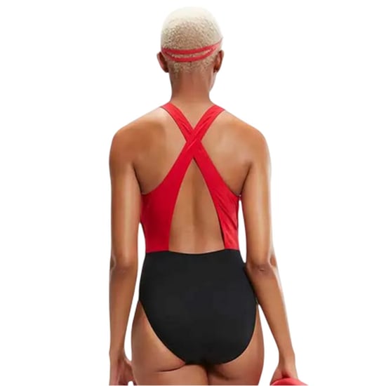 Speedo Dames/Dames Kleurblok Eendelig Zwempak (Zwart, Rood) - Image 2