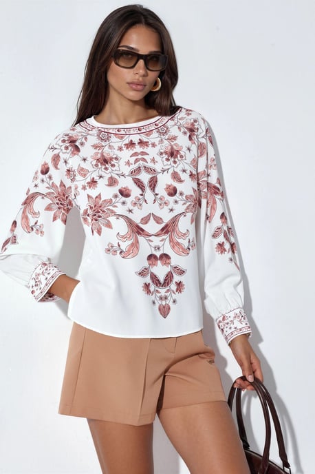 Bloemengestikte Crêpe Blouse - Image 1