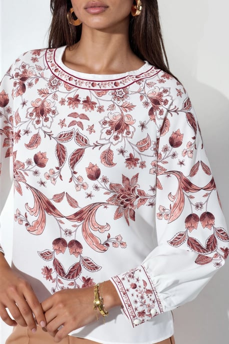 Bloemengestikte Crêpe Blouse - Image 5
