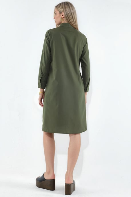 Printed Mini Shirt Dress With Tie Detail - Image 3