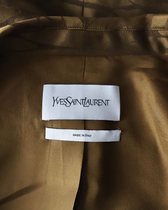 Saint Laurent – Strukturerad kavaj med sänkta axlar i brunt ull- och sidentyg - Image 4