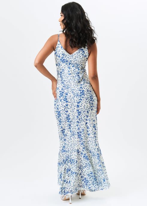 Ivory Dobby Floral Chiffon Strappy Maxi Dress - Image 4