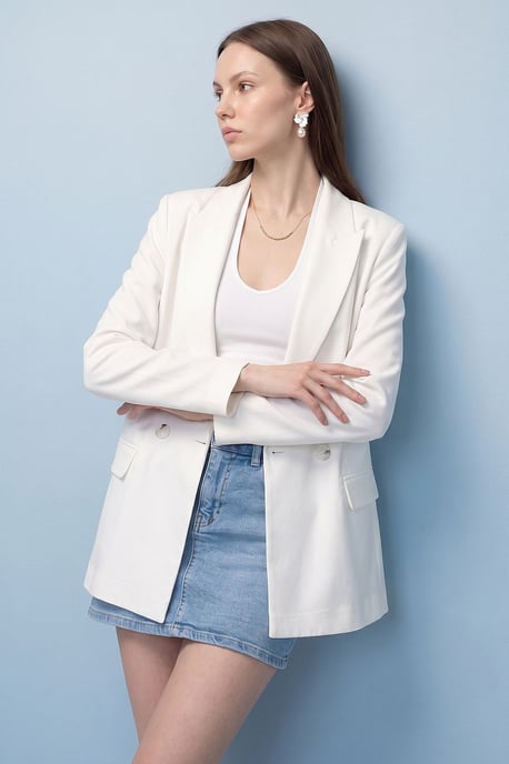 Long Satin Shawl-collar Blazer - Image 1