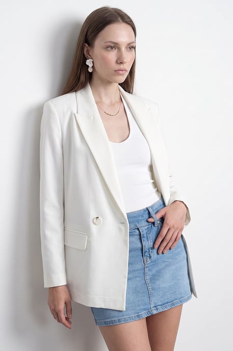 Long Satin Shawl-collar Blazer - Image 2