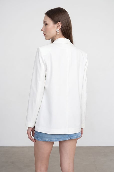 Long Satin Shawl-collar Blazer - Image 3