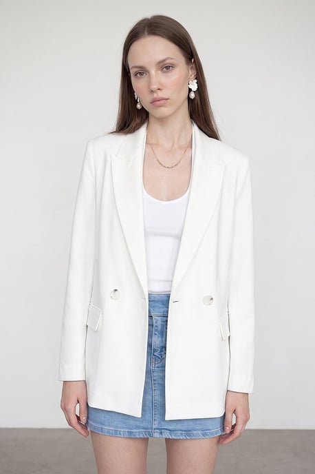 Long Satin Shawl-collar Blazer - Image 4