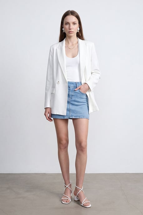 Long Satin Shawl-collar Blazer - Image 5