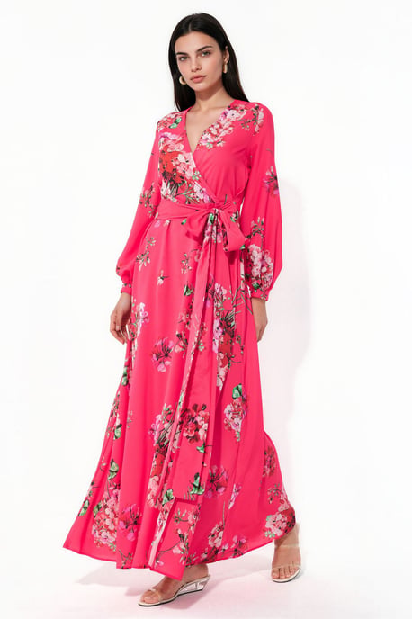 Bloemenwrap-midi-jurk - Image 1