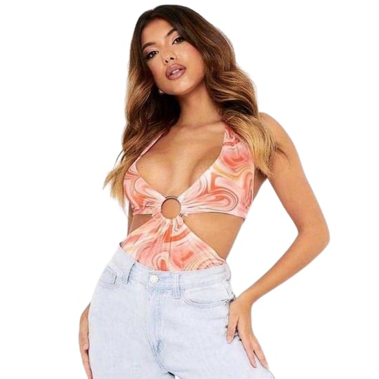 Missy Empire Womens/Ladies Hooped Halter Neck Sleeveless Bodysuit (Orange) - Image 1