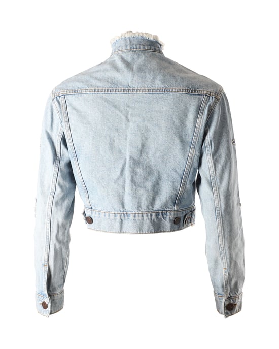 Sandro Paris Liverpool Embellished Denim Jacket in Blue Denim - Image 3