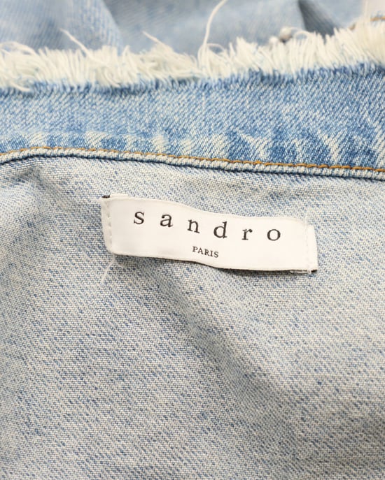 Sandro Paris Liverpool Embellished Denim Jacket in Blue Denim - Image 4