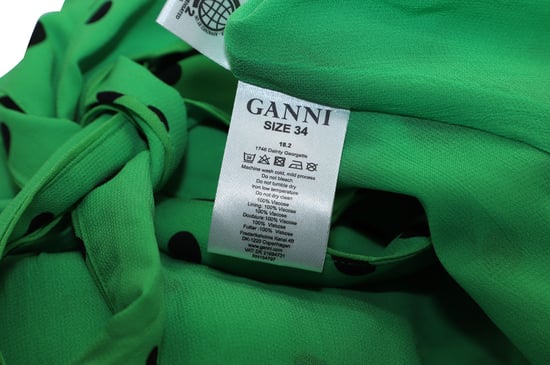 Ganni Dainty Polka Dot Klänning i Grön Viskos - Image 3