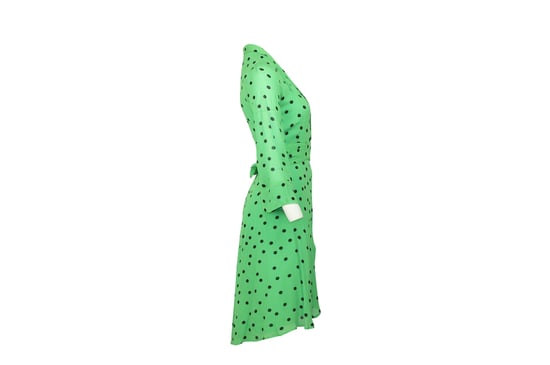 Ganni Dainty Polka Dot Klänning i Grön Viskos - Image 4
