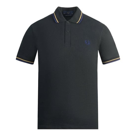 Fred Perry Herenpoloshirt met dubbele kraag (Zwart/Geel/Blauw) - Image 1
