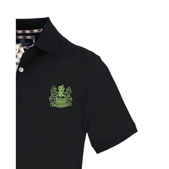 Aquascutum Mens Collared Short-Sleeved Polo Shirt (Black) - Image 3