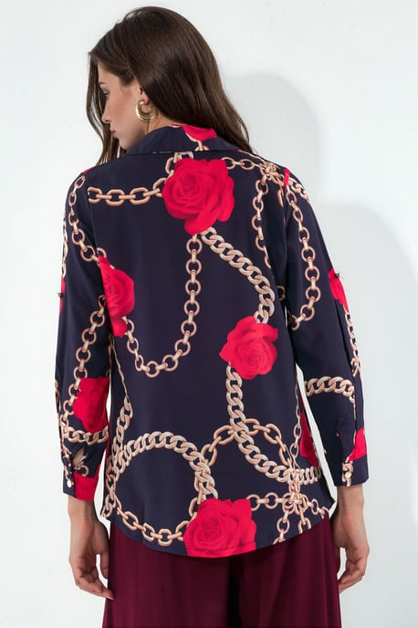 Bloemencrepe Knopenblouse - Image 2
