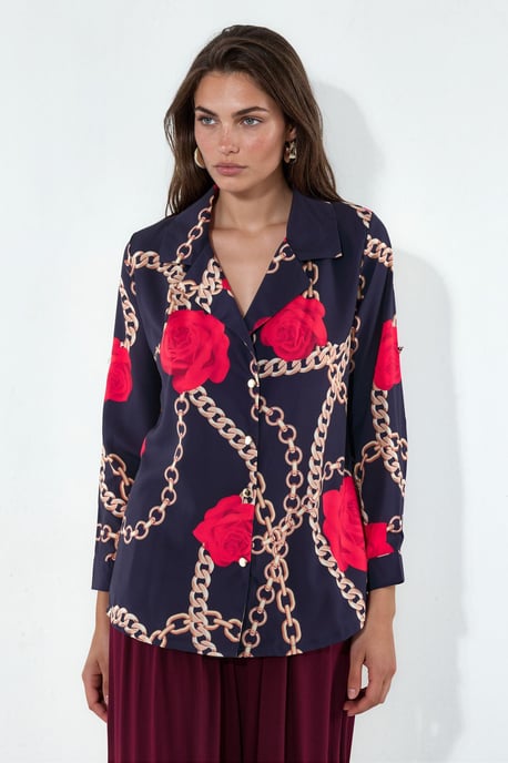 Bloemencrepe Knopenblouse - Image 3
