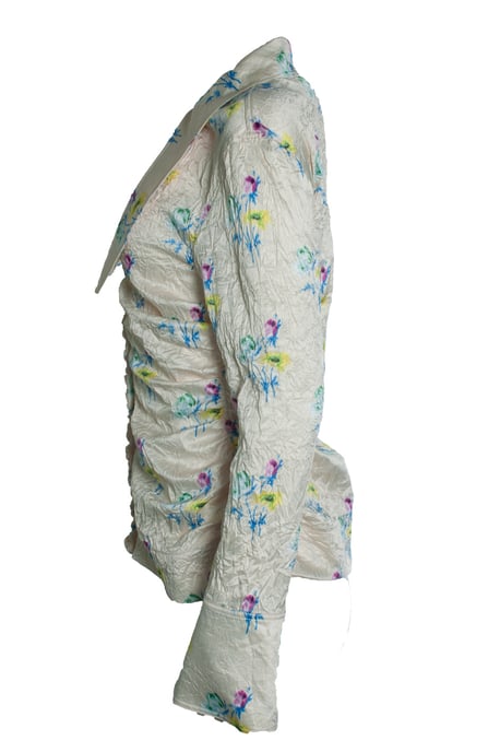 Ganni, blommig skrynklig blus - Image 3