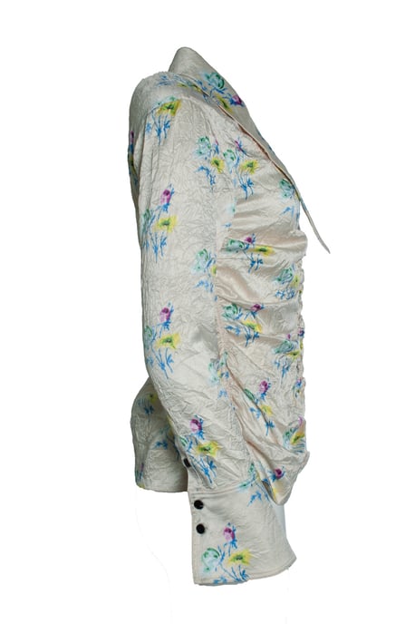 Ganni, blommig skrynklig blus - Image 4