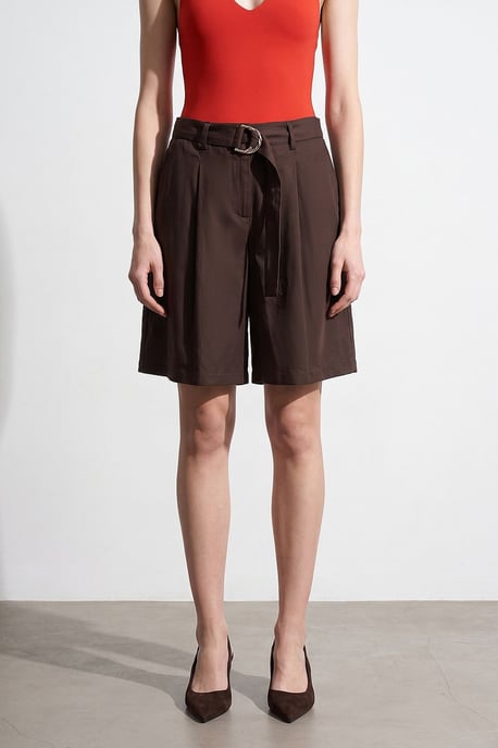 Women's High-waist Belted Wide-leg Shorts - Image 4