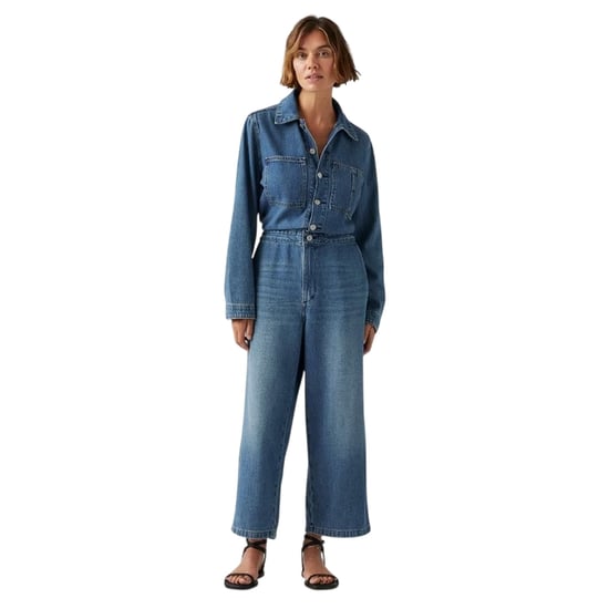 Levi's Dames Iconische Denim Kraagwijdtemouwen Lange Jumpsuit (Linnen) - Image 3