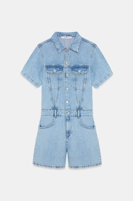 Denim Dungaree Shorts Met Kraag - Image 5