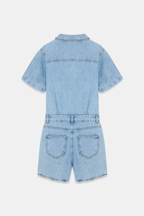 Denim Dungaree Shorts Met Kraag - Image 6