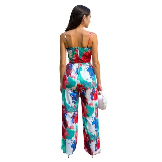 AX Paris Jumpsuit voor dames met print, strik in de taille en spaghettibandjes (Veelkleurig) - Image 2