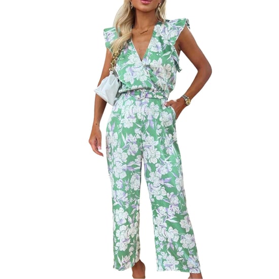 AX Paris Womens/Ladies Floral Belted Frill Jumpsuit (Green) - Image 2