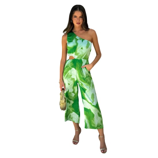 AX Paris Womens/Ladies Printed Cut Out Jumpsuit (Green) - Image 1