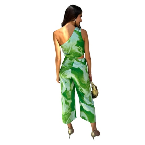 AX Paris Womens/Ladies Printed Cut Out Jumpsuit (Green) - Image 2