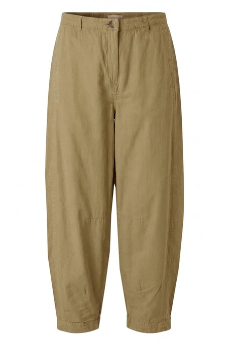 Linen Blend Barrel Leg Trousers - Image 2